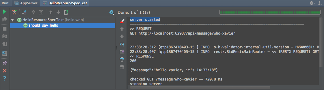 automated integration test with RESTX