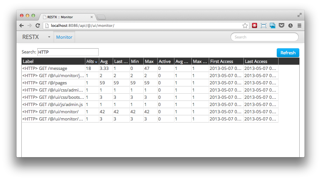 monitoring UI with RESTX